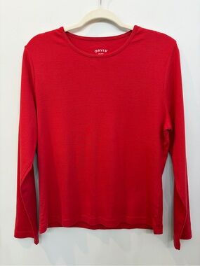 Orvis Women’s  Orange 100% Cotton Knit Long Sleeve Crew Neck Pullover Top M